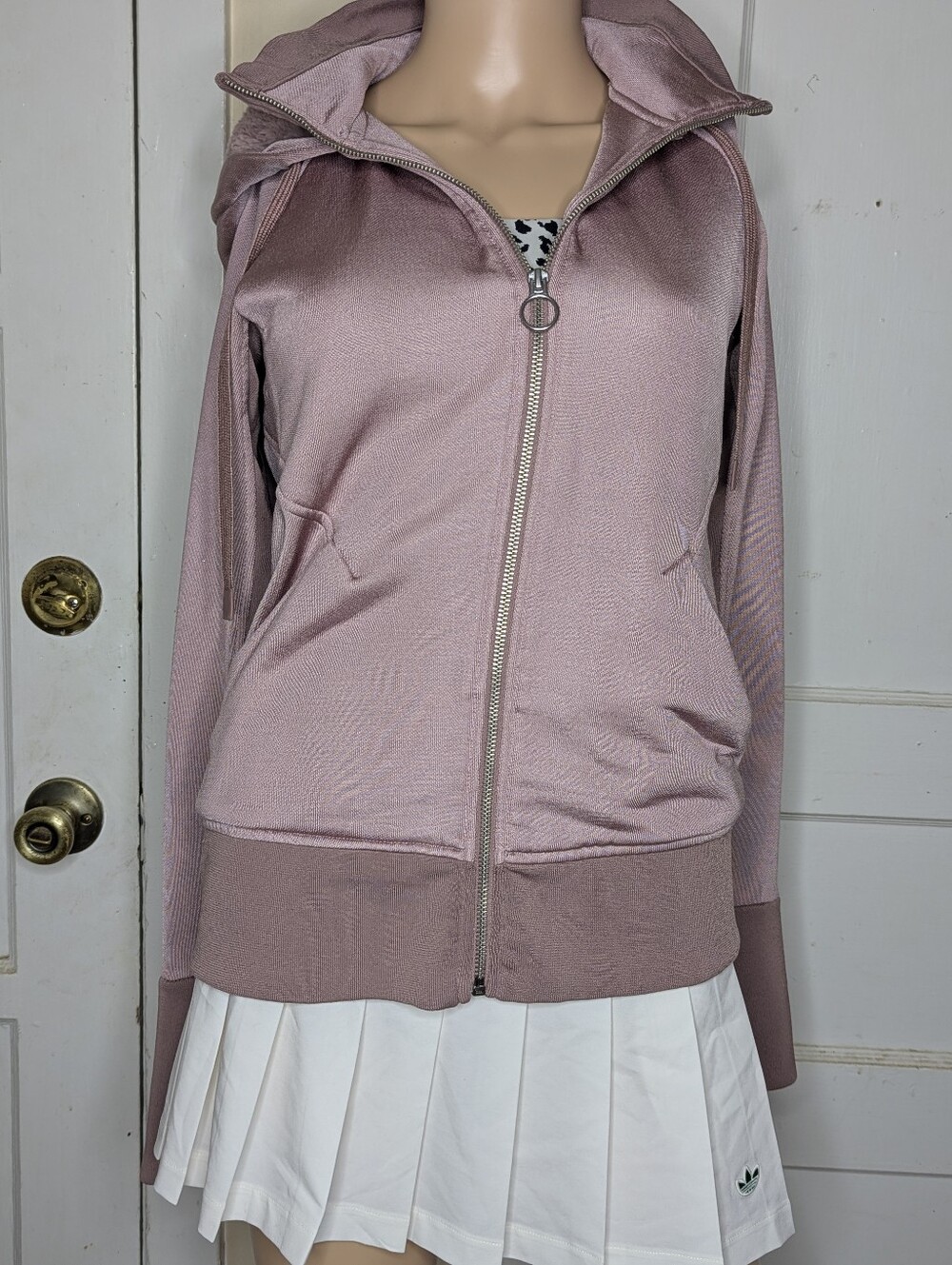 Athleta Triumph Luxe Shine Hooded Jacket Mauve Pink Size XS